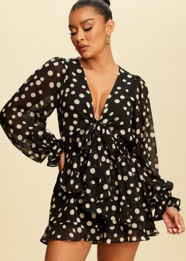 Black Polka Dot Romper