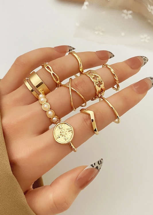 Compass 10pcs Ring Set