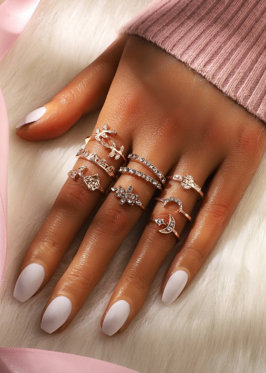 Purr 9pcs Ring Set