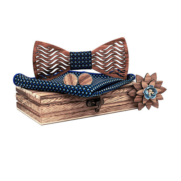 Luca Wooden Bow Tie Set